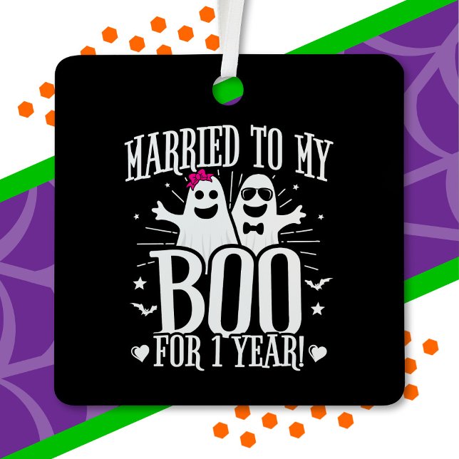 October Wedding Anniversary Funny 1st Anniversary Metal Ornament (Creator Uploaded)