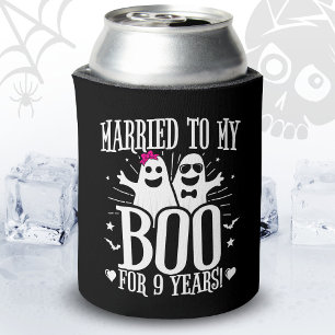 October Wedding Anniversary Funny 9th Anniversary Can Cooler
