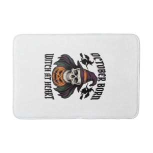 October Witch Shirt Vintage Halloween Birthday Des Bath Mat