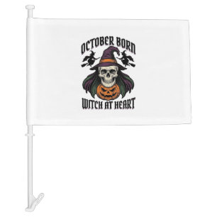October Witch Shirt Vintage Halloween Birthday Des Car Flag