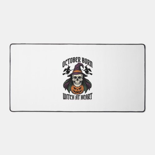 October Witch Shirt Vintage Halloween Birthday Des Desk Mat