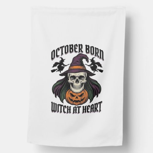 October Witch Shirt Vintage Halloween Birthday Des House Flag