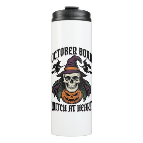 October Witch Shirt Vintage Halloween Birthday Des Thermal Tumbler