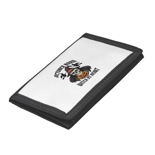 October Witch Shirt Vintage Halloween Birthday Des Trifold Wallet