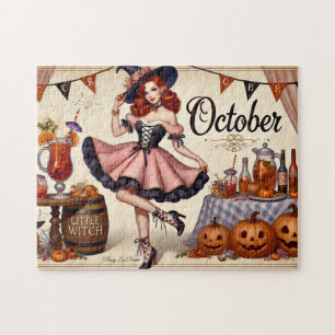 October Witchy Pin-Up Delight Jigsaw Puzzle