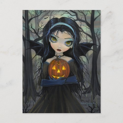 October Woods Gothic Vampire Halloween Postcard