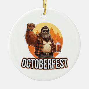 Octoberfest Bigfoot Ceramic Ornament
