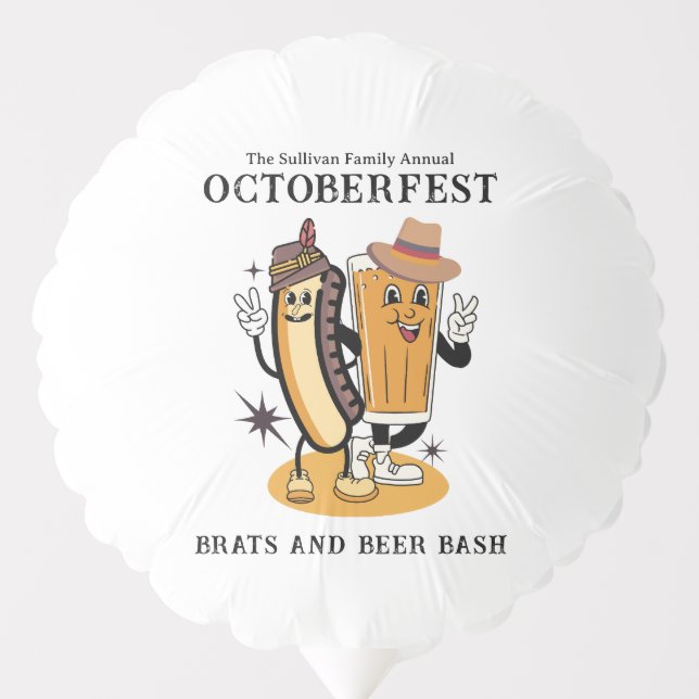 Octoberfest Brats and Beer Fall Party Retro Balloon (Front)