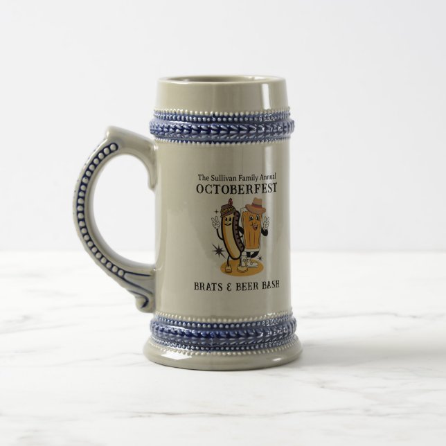 Octoberfest Brats and Beer Fall Party Retro Beer Stein (Left)