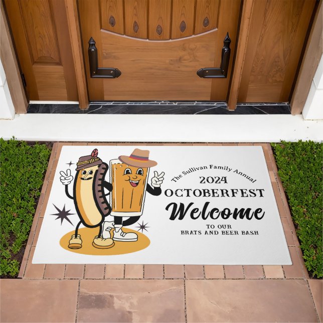 Octoberfest Brats and Beer Fall Party Retro Doormat (Outdoor)