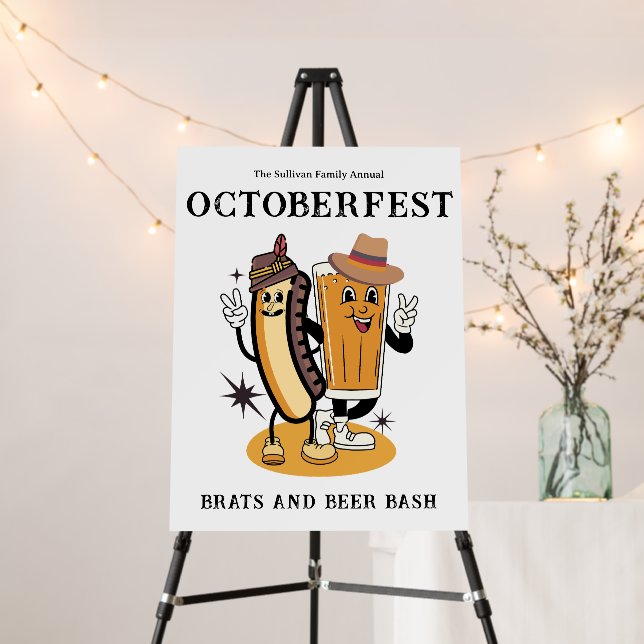 Octoberfest Brats and Beer Fall Party Retro Foam Board (In Situ (Stand))