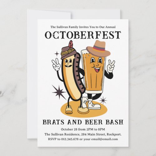 Octoberfest Brats and Beer Fall Party Retro Invitation
