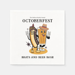 Octoberfest Brats and Beer Fall Party Retro Napkins