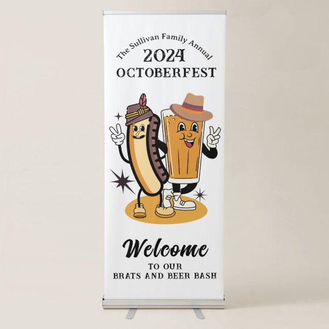 Octoberfest Brats and Beer Fall Party Retro Retractable Banner (Front)