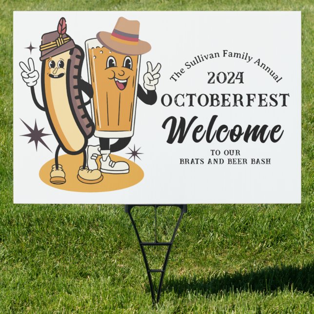 Octoberfest Brats and Beer Fall Party Retro Sign (Insitu)