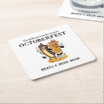 Octoberfest Brats and Beer Fall Party Retro Square Paper Coaster<br><div class="desc">Two retro mascots - a bratwurst and glass of beer - invite friends and family to your Octoberfest gathering. Both mascots are wearing their alpine hats. All text is easily editable. This invite is available as a digital download.</div>