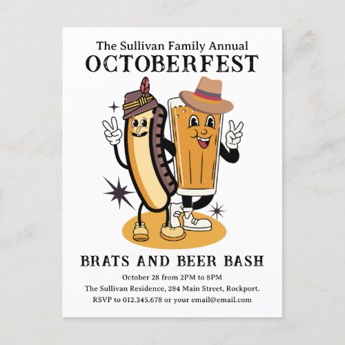 Octoberfest Brats Beer Fall Open House Party Postcard