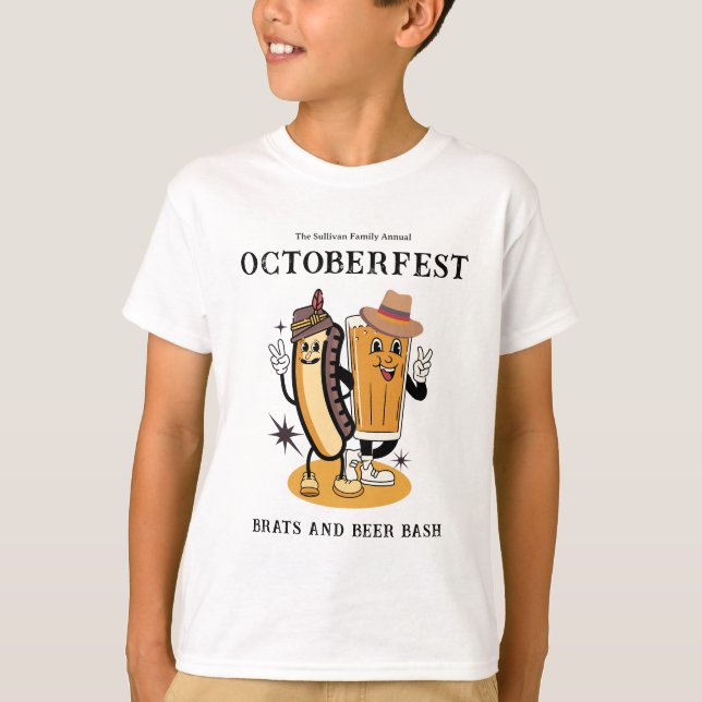 Octoberfest Brats Beer Fall Party Retro Kid's T-Shirt (Front)