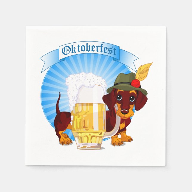 Octoberfest Dachshund Cocktail Paper Napkins (Front)