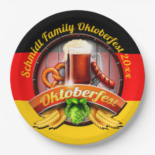 Octoberfest Festival Personalize Name Year 9"Party Paper Plates