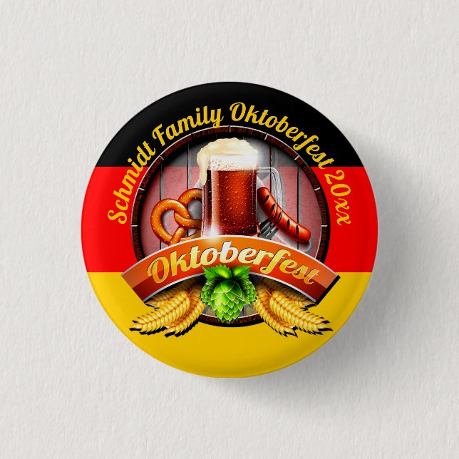 Octoberfest Festival Personalize Name Year Button (Front)