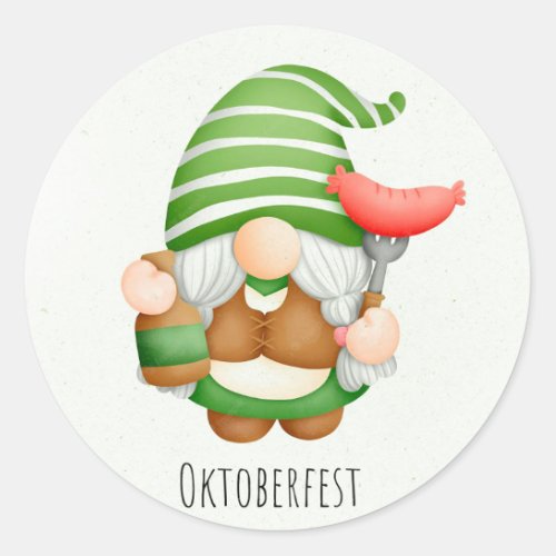 Octoberfest Gnomes Classic Round Sticker