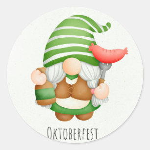 Octoberfest Gnomes Classic Round Sticker