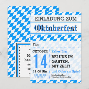 Octoberfest invitation grey blue