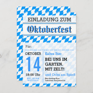 Octoberfest invitation grey blue