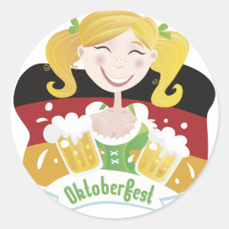 Octoberfest Mädchen Classic Round Sticker