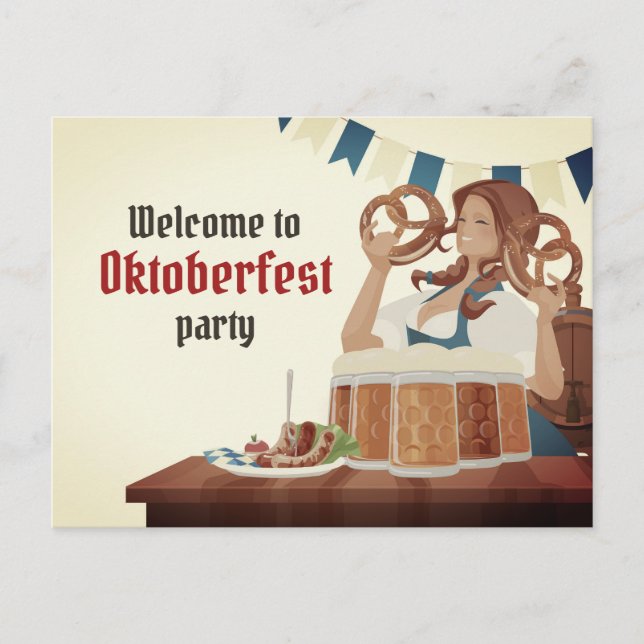 Octoberfest Party invitation Postcard (Front)
