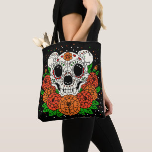 October's Marigolds & Bear Skull Tote Bag