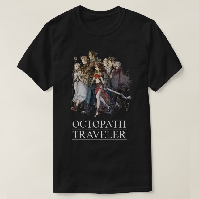 Octopath Traveler® Travelers Logo [w White Text] T-Shirt (Design Front)