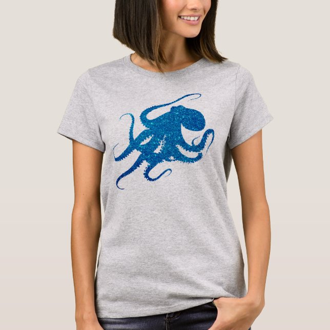 octopi octopus cool hipster glitter octopus shirt (Front)