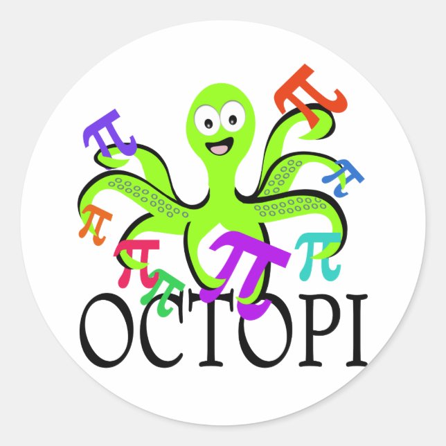 Octopi Pi Day Classic Round Sticker (Front)