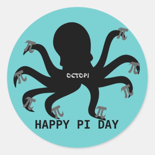 Octopi Pi Day Classic Round Sticker