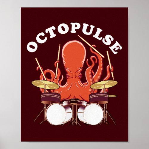 Octopulse  Octopus Drummer Poster