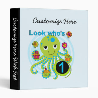 Octopus 1st Birthday T-shirts and Gifts 3 Ring Binder