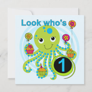 Octopus 1st Birthday T-shirts and Gifts Invitation
