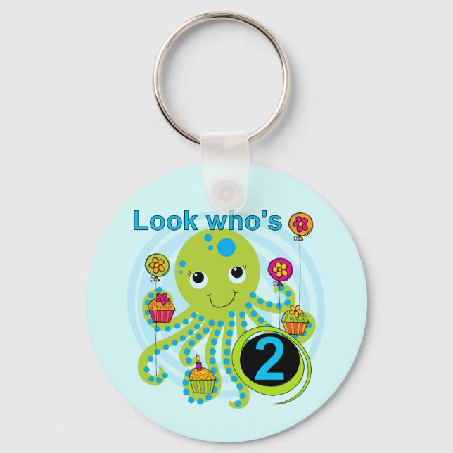 Octopus 2nd Birthday T shirts and Gifts Keychain (Front)
