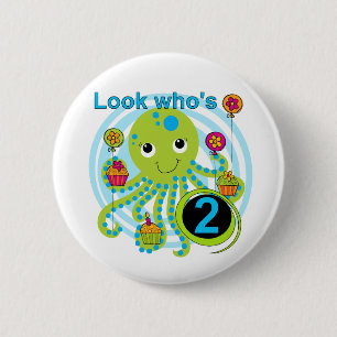 Octopus 2nd Birthday T shirts and Gifts Pinback Button