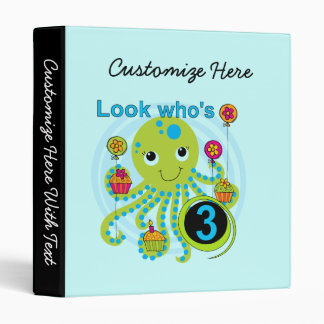 Octopus 3rd Birthday T-shirts and Gifts 3 Ring Binder
