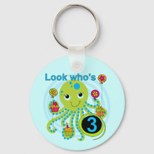 Octopus 3rd Birthday T-shirts and Gifts Keychain
