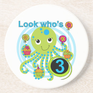 Octopus 3rd Birthday T-shirts and Gifts Sandstone Coaster