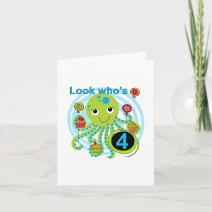 Octopus 4th Birthday T shirts and Gifts Card