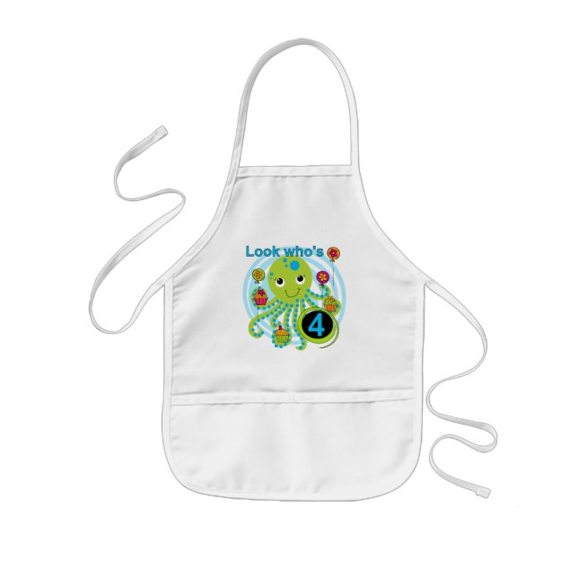 Octopus 4th Birthday T shirts and Gifts Kids' Apron (Front)