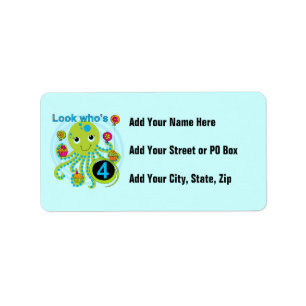 Octopus 4th Birthday T shirts and Gifts Label