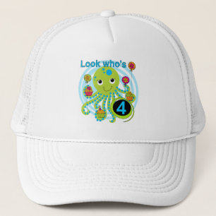 Octopus 4th Birthday T shirts and Gifts Trucker Hat