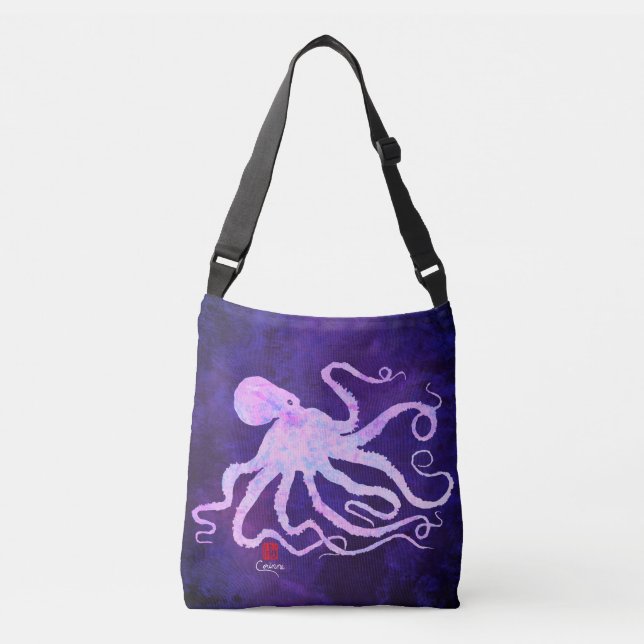 Octopus 6 In Light Pink - Medium Cross Body Tote (Front)