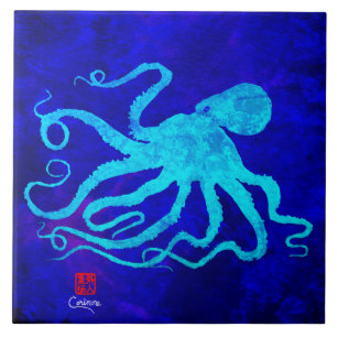 Octopus 6 R - Large Ceramic Tile